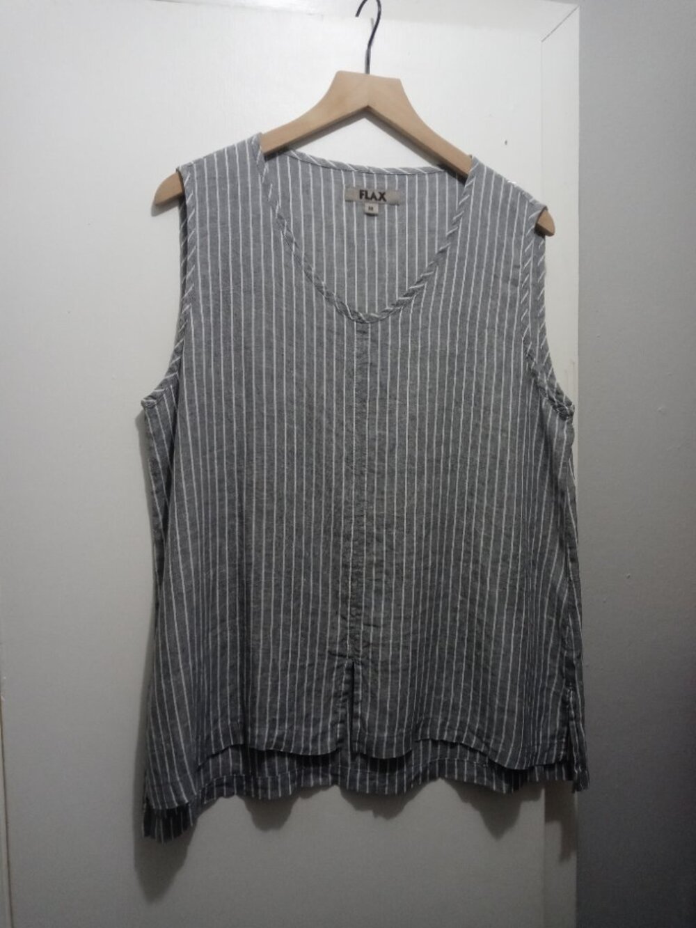 FLAX linen sleeveless striped tunic top (M)